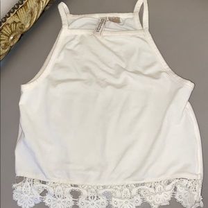 Lace trim halter top